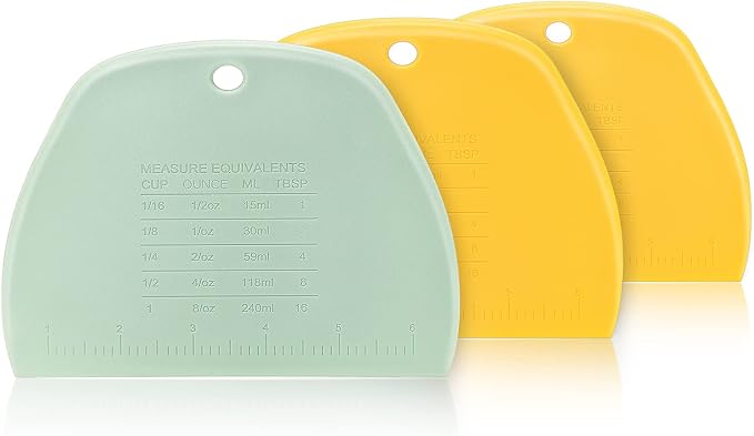 Dough Scraper Bench Scraper for Baking, 3 Pieces Food Safe Plastic by COLGRE