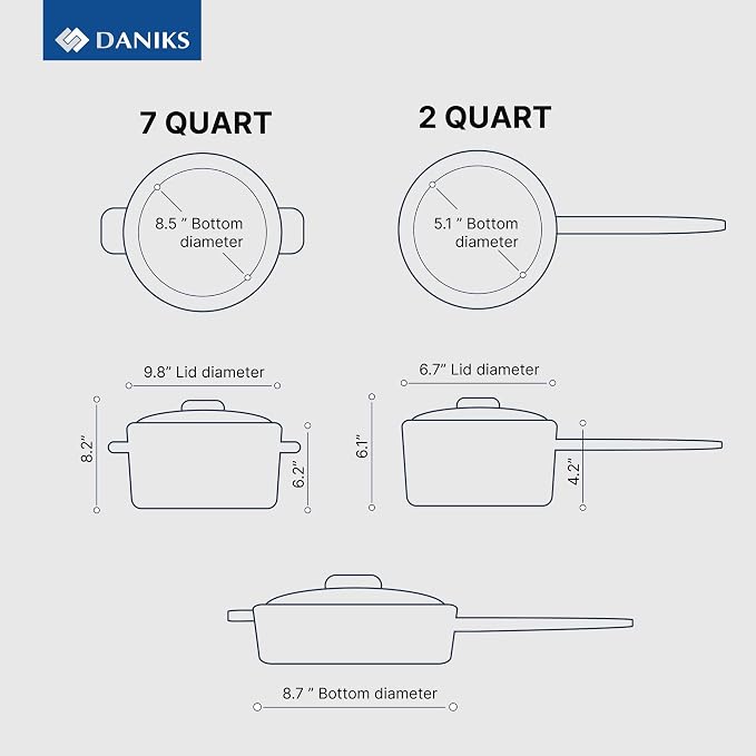 Daniks Modern 11-Piece Stainless Steel Cookware Set - Image 4