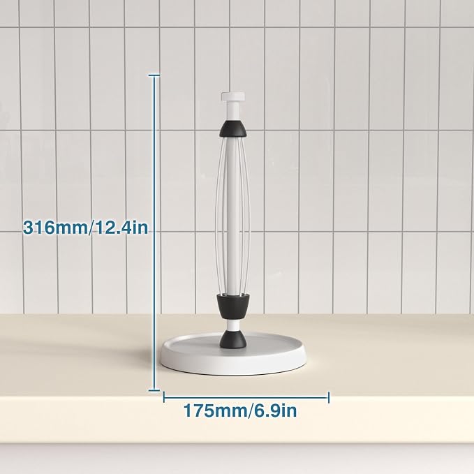White Paper Towel Holder Countertop, Stainless Steel, Weighted Base, Paper - Image 6