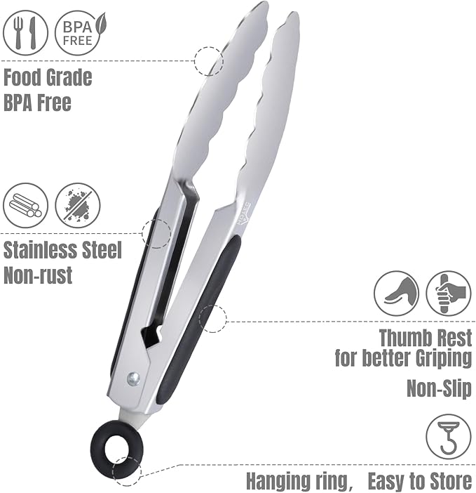 Hotec Mini Stainless Steel Kitchen Tongs - Image 4