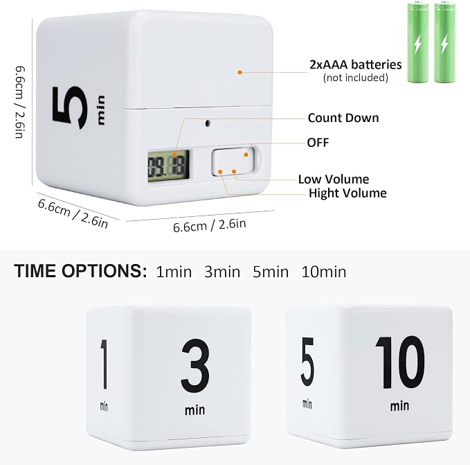 Feilifan Cube Timer, Productivity Cube Rotating Timer - Image 2