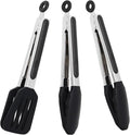 9 Inch Small Kitchen Tongs Set of 3, Silicone Cooking Tongs by Pharamat