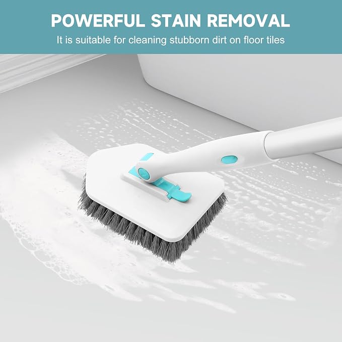nacena Shower Scrubber with Long Handle, 3 in 1 Tile Tub Scrubber Brush with 3 - Image 5