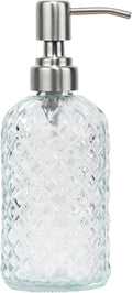 16 oz Diamond Pattern Glass Soap Dispenser, Kitchen and Bathroom Refillable by SDlumeiy
