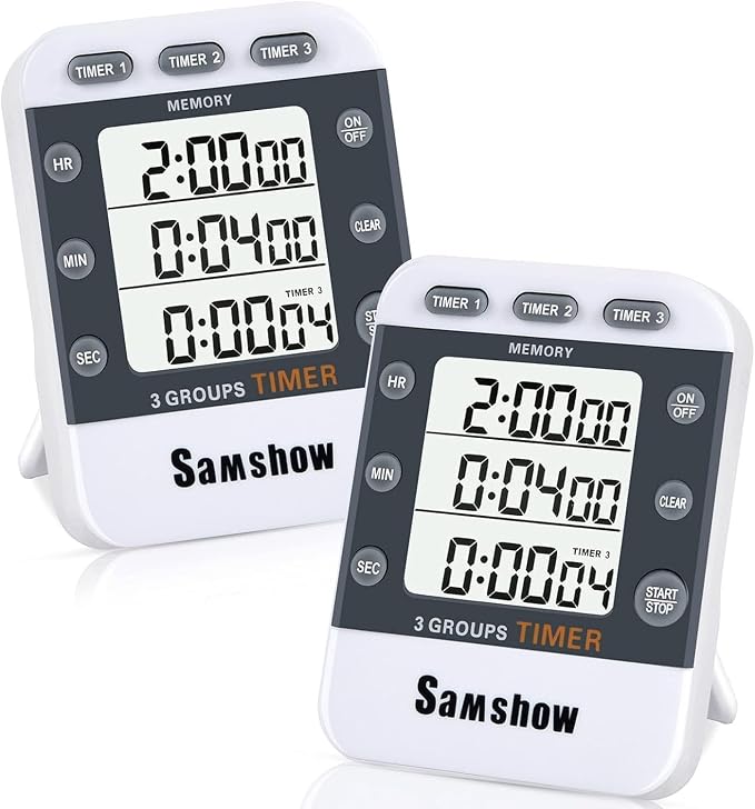Digital Kitchen Timers for Cooking Triple Timer Count UP/Down Dual Timer Large by Samshowmakesyourkitchentechnologicalmodernandadvanced