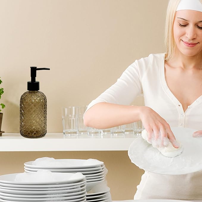 Brown Glass Dish Soap Dispenser - Image 6