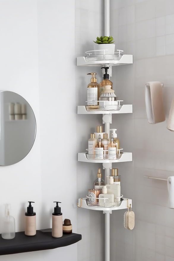 shuang qing 360° Rotating Corner Shower Caddy Tension Pole Organizer by SHUANGQING