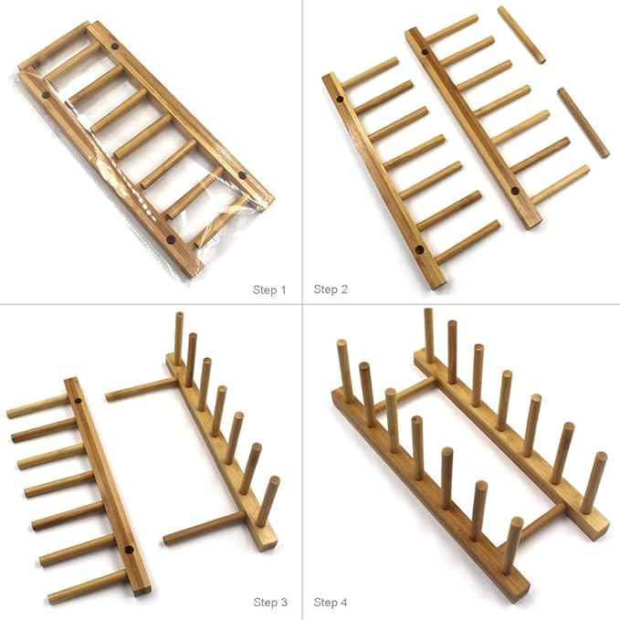INNERNEED Bamboo Wooden Plate Racks Dish Stand Holder Kitchen Storage Cabinet - Image 5