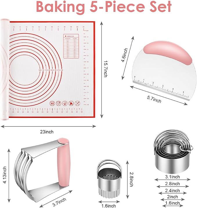 Pastry Cutter, Biscuit Cutter, Dough Scraper, Silicone Baking Mats, Stainless - Image 3