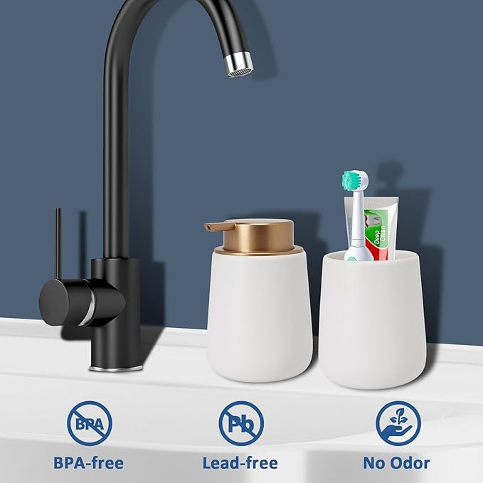 Soap Dispenser Ceramic with Easy-to-Press Pump Hand Lotion Liquid Dispenser - Image 3