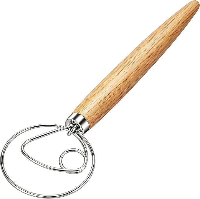 Danish Dough Whisk Stainless Steel Hook Dutch Bread Mixer by Agttete