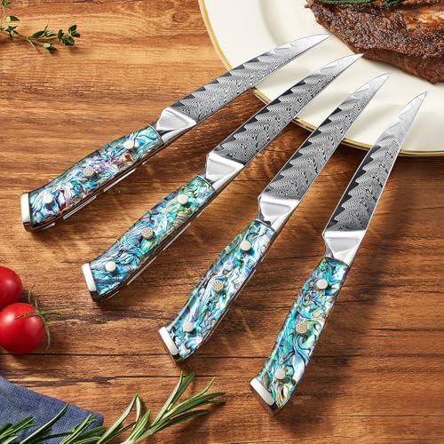 SENKEN 11-Piece Damascus Knife Block Set, Japanese VG10 Steel