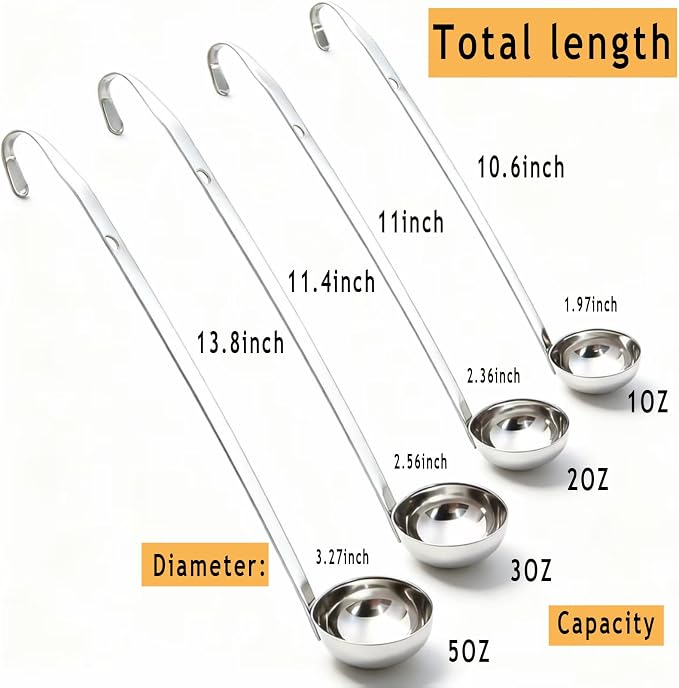 Markeny 4 Pieces Stainless Steel Soup Ladle Metal Handle Ladle - Image 2