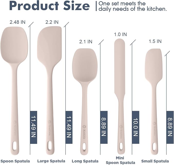 ChefAide 5 Pieces Silicone Spatula Set, Food Grade Rubber Spatula, Upgrade - Image 2