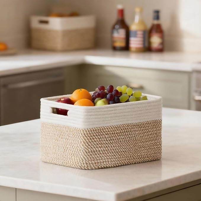 5 Pack Woven Storage Baskets for Shelves, Decorative Basket Organizer Storage - Image 8