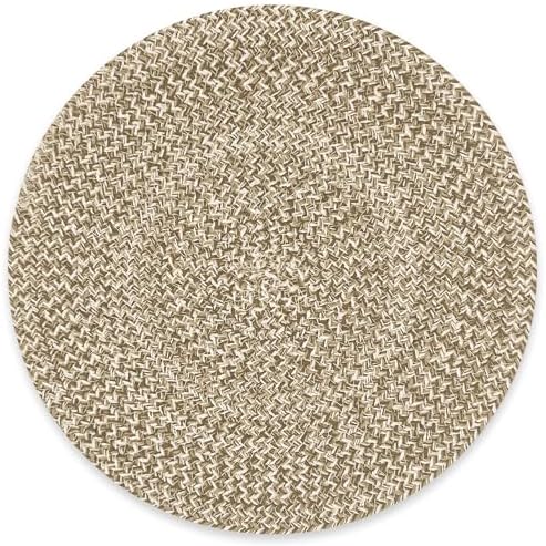 Marled Twist Set of 8 Placemats, 15" Round Cotton, Beige, Heat