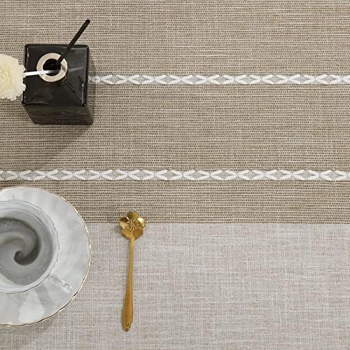 HOMBYS Solid Embroidery Oval Tablecloth with Tassels for Oval Table