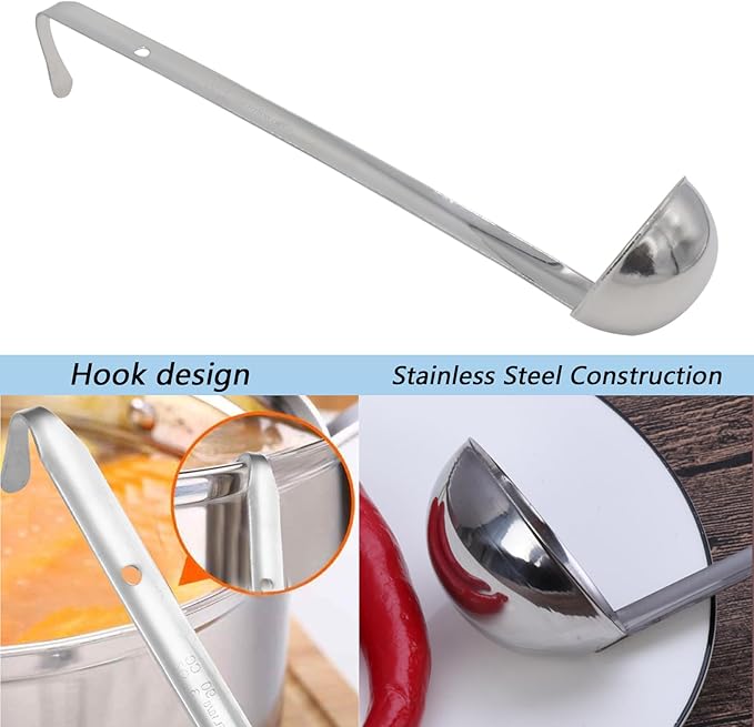 3 Pcs 3 oz Stainless Steel Soup Ladle Set, Long Handle Serving Spoons - Image 4