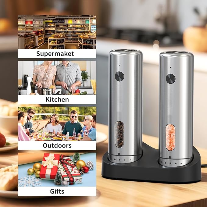 Upgraded Larger 110ml CapacityElectric Salt & Pepper Grinder Set of 2 - Image 6