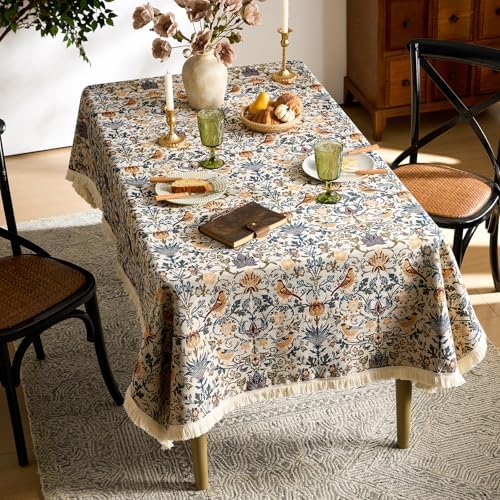 Farmhouse Floral Tablecloths Rectangular Vintage Table Cloth with