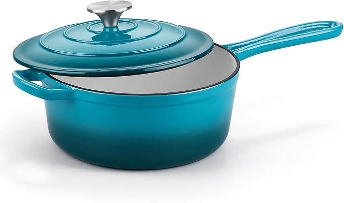 Homikit 3 Quart Saucepan with Lid, Enameled Cast Iron Saucepan by Homikit