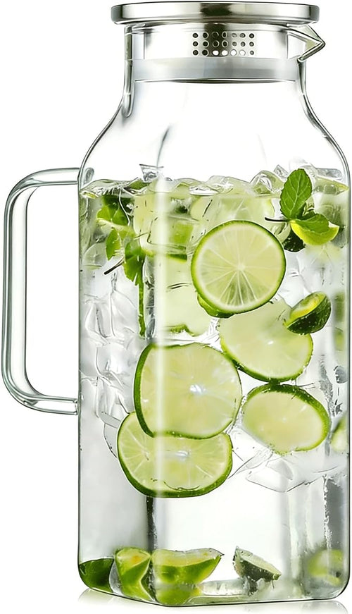 1 Pack 2 Liters/68 oz Square Glass Pitcher by ModernClearGlassVase