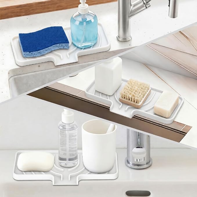 GUUKIN Sponge Holder for Kitchen Sink, 10x4 inch Silicone Dish Drying Mat - Image 6