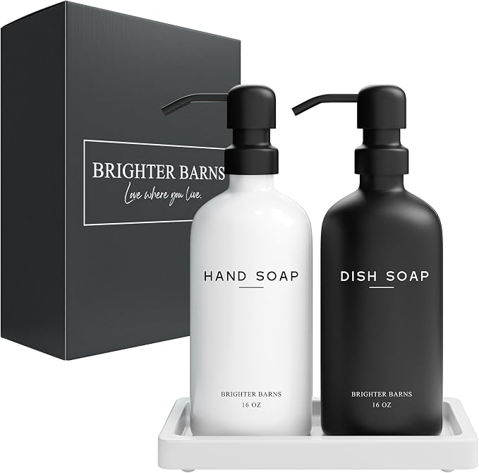 Luxury Glass Hand and Dish Soap Dispenser Set by Brighter Barns - Image 8