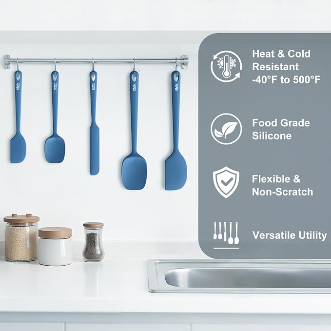 Redfly Silicone Spatula Set, 5 Piece Food Grade Silicone Cooking Utensils Set - Image 6