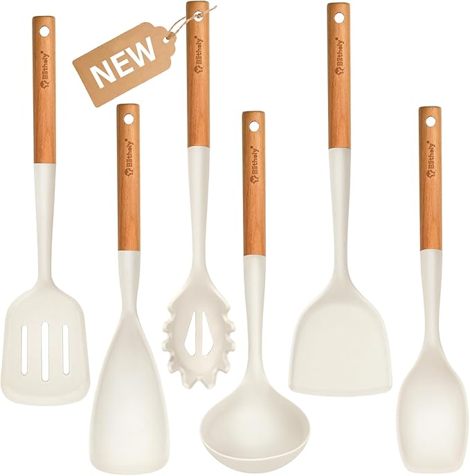 Large Silicone Kitchen Utensils Set, Heat Resistant and BPA Free Silicone by Blithely