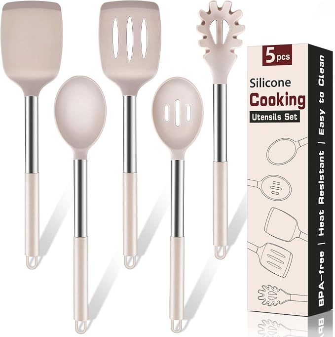 5Pcs Silicone Cooking Utensils Set, Heat Resistant Kitchen Tools Include by Unknown