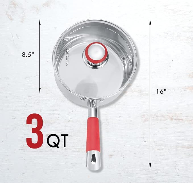 Concord 3 Quart Stainless Steel Saucepan - Image 3
