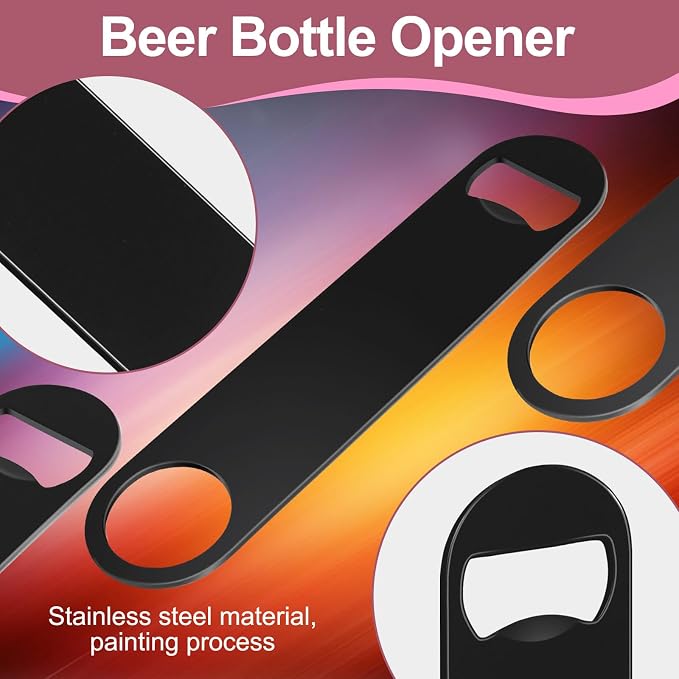 WEGAZ-5 Pack 7inch Black Stainless Steel Flat Beer Bottle Opener, Stainless - Image 4