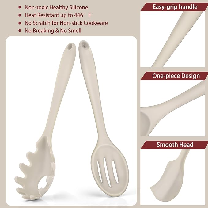 P&P CHEF Silicone Cooking Utensils Set of 7, Heat-proof Kitchen Utensils Set - Image 3