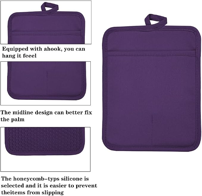 Oven Pot Holder with Pocket Cotton Heat Resistant Coaster Potholder Kitchen Hot - Image 3