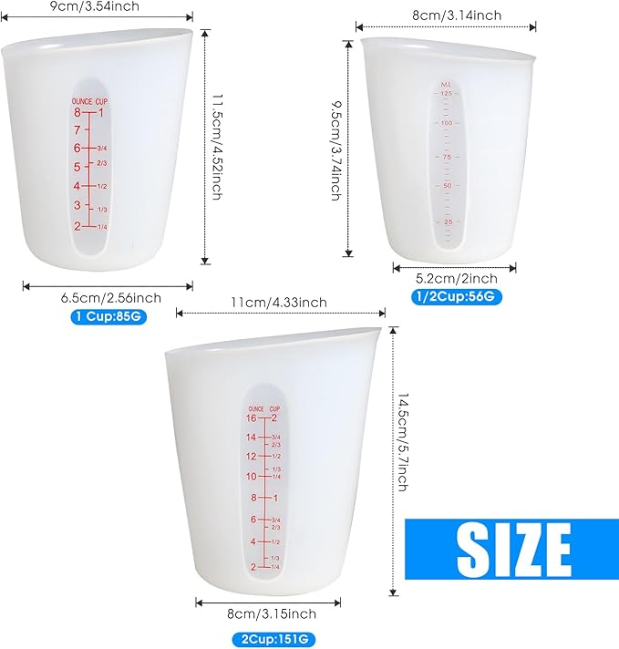 ZUYEE 3 PCS Silicone Measuring Cups Flexible Melting Measure Cups - Image 2