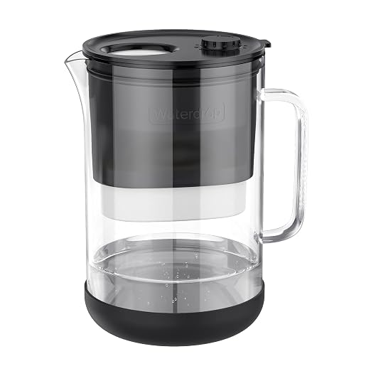 Waterdrop PT-09BL 10-Cup Large Glass Water Filter Pitcher, Eco-Friendly by Waterdrop