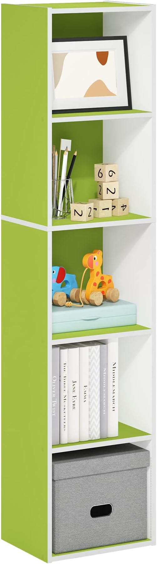 Furinno PASIR Book Shelf, 5-Tier Modern Bookshelf, Open Shelves Bookcase 9 x 12 by Furinno-FitsYourSpaceFitsYourBudget