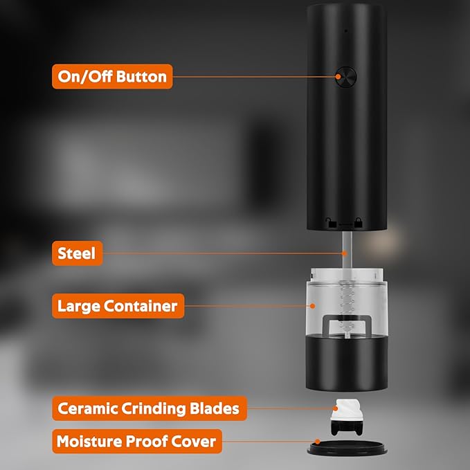 Rechargeable Electric Salt and Pepper Grinder Set, Automatic Pepper Mill - Image 6