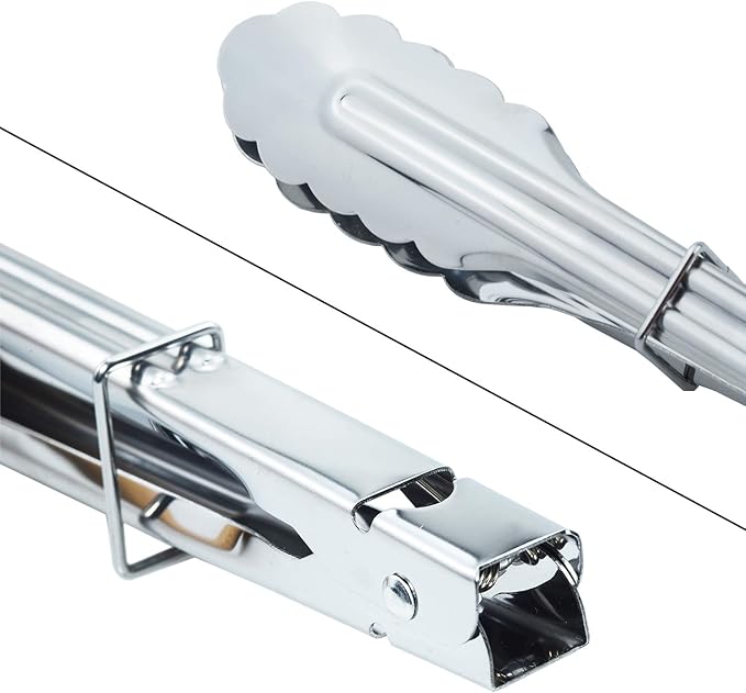 HINMAY Stainless Steel Utility Food Tongs Set Kitchen Metal Tongs - Image 4