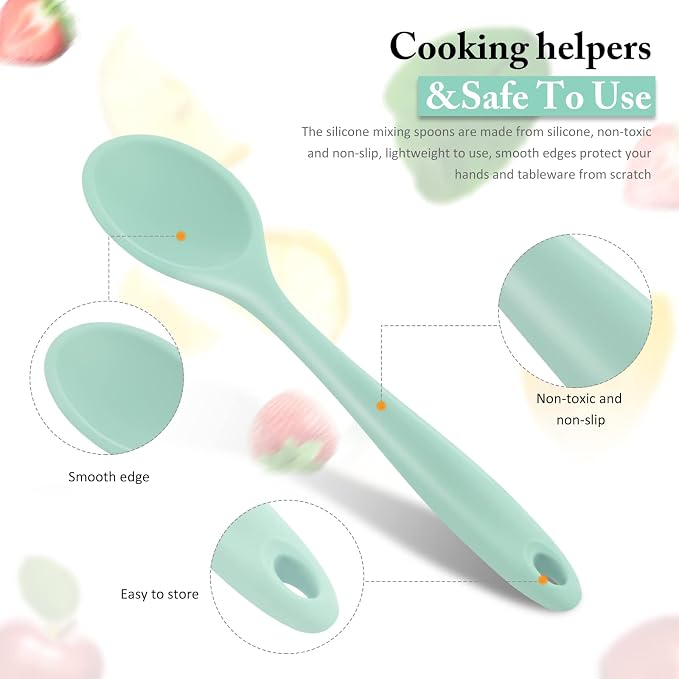 Shappy 4 Pieces Silicone Cooking Spoons 10.6 Inch Heat Resistant Kitchen Spoons - Image 3