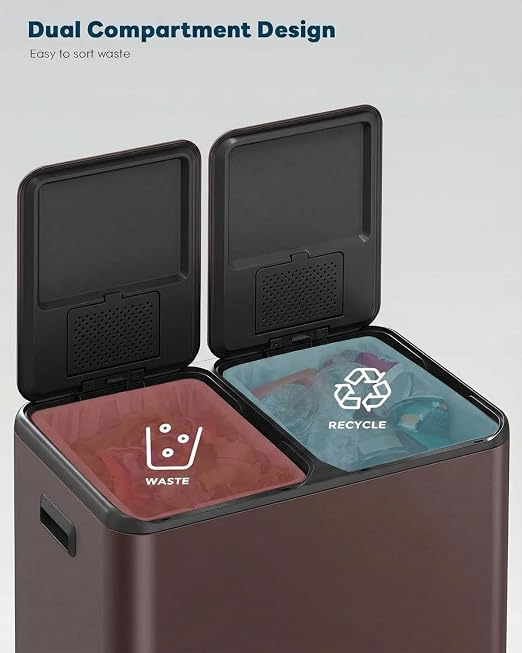 ComfyCorner 16 Gal Dual Trash Can, Stainless Steel Kitchen Garbage Bin - Image 8