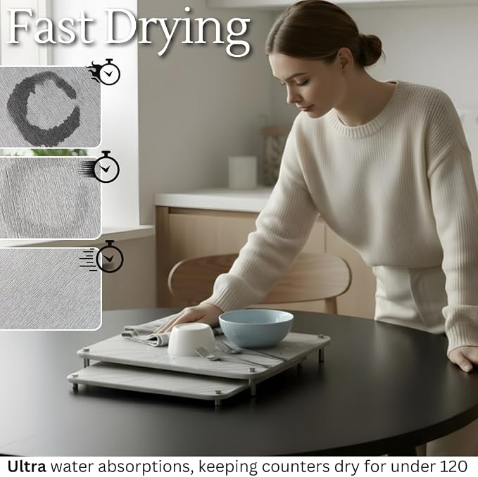 2 PCs Nesting Stone Drying Mat for Kitchen Counter - Image 3