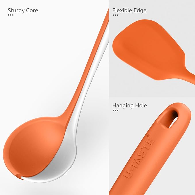 Silicone Kitchen Cooking Utensil Set: U-Taste 600ºF Heat Resistant 13.6in Extra - Image 5