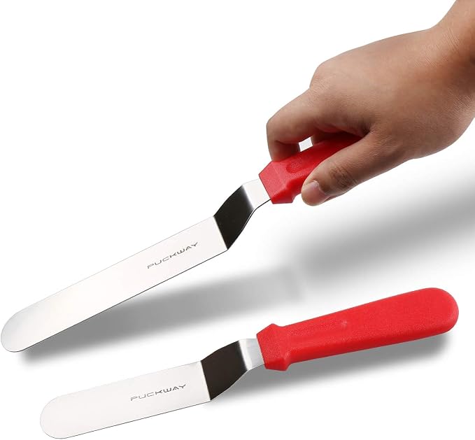 Angled Icing Spatula, Stainless Steel Offset Spatula, Cake Spatula Set of 2 Red - Image 6