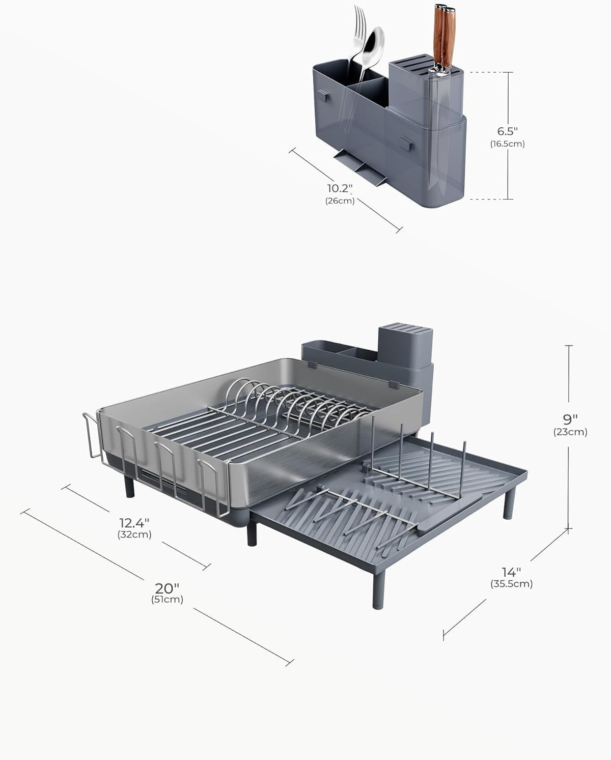Large Dish Drying Rack, Expandable Dish Racks for Kitchen Counter