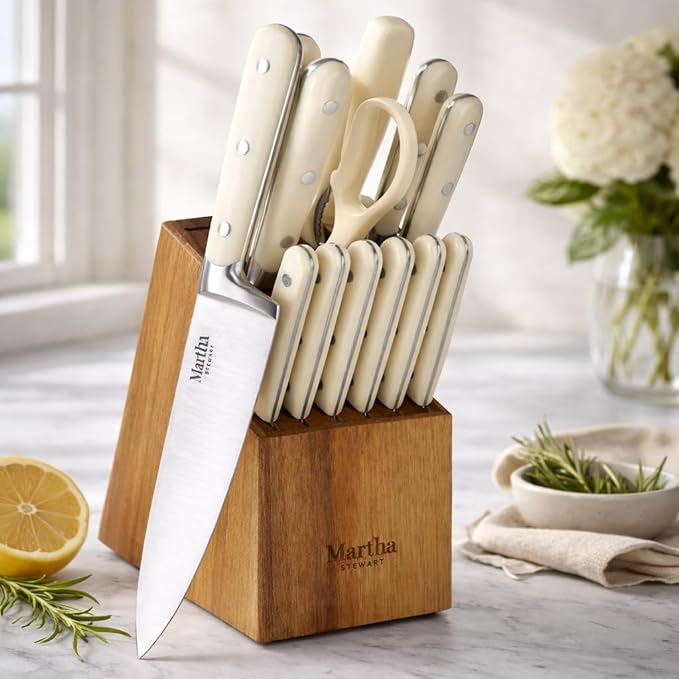 MARTHA STEWART Eastwalk 14 Piece High Carbon Stainless Steel Cutlery Kitchen - Image 3