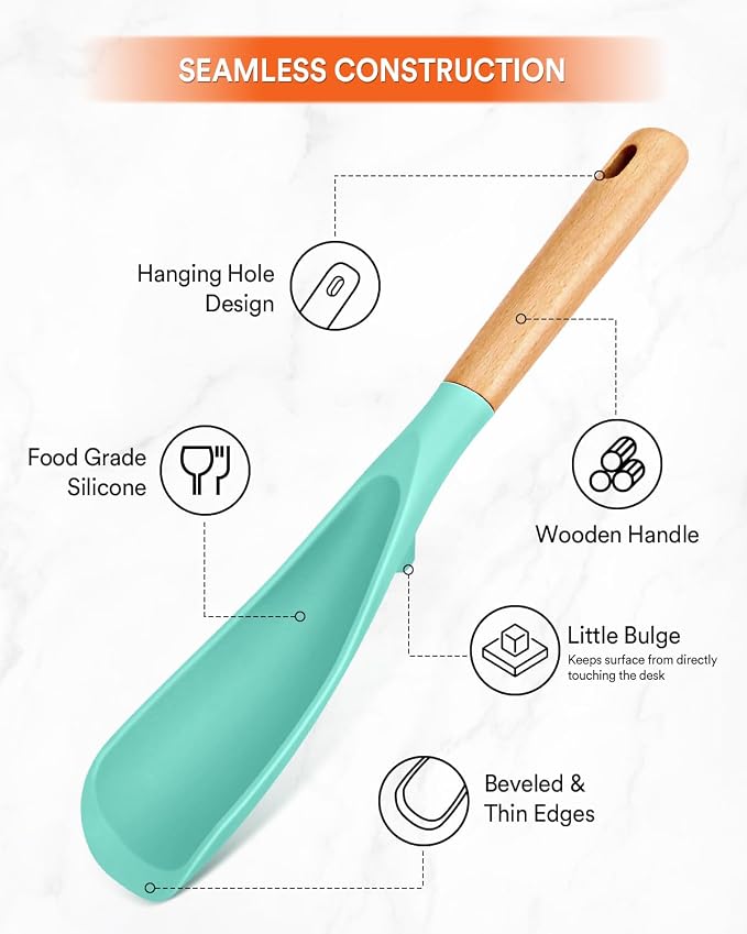 Cooking Spoon and Rice Scooper for Nonstick Cookwares, Wood Handle Spoon for - Image 3