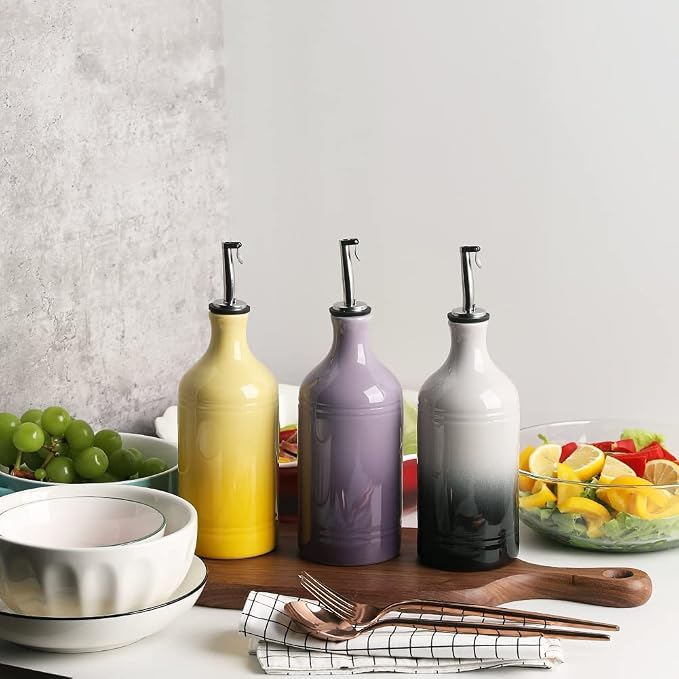 Sweejar Ceramic Olive Oil Dispenser Bottle, Opaque Oil Cruet Protects to Reduce - Image 4