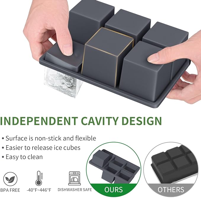 Large Ice Cube Tray for Whiskey: FDDBI Silicone Ice Cube Trays - Image 2